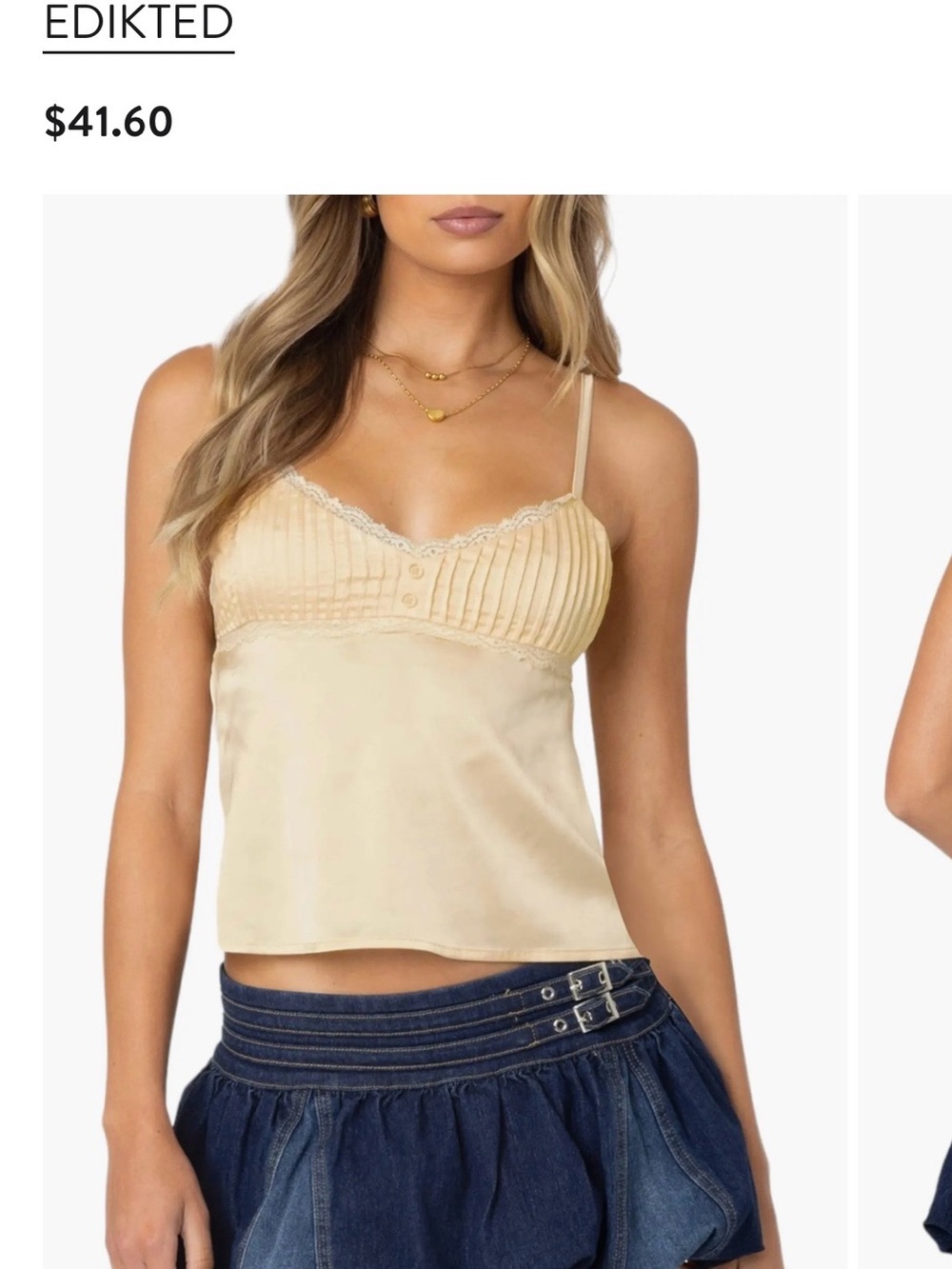 Edikted Satin Lace-Trim Cami
